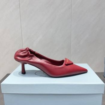 Prada Leather Elastic Heel Pumps 5.5cm Red 2025 PR120502 (MD-251205027)