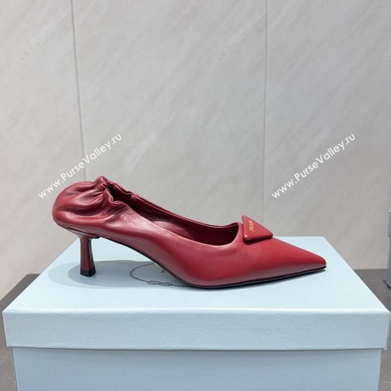 Prada Leather Elastic Heel Pumps 5.5cm Red 2025 PR120502 (MD-251205027)