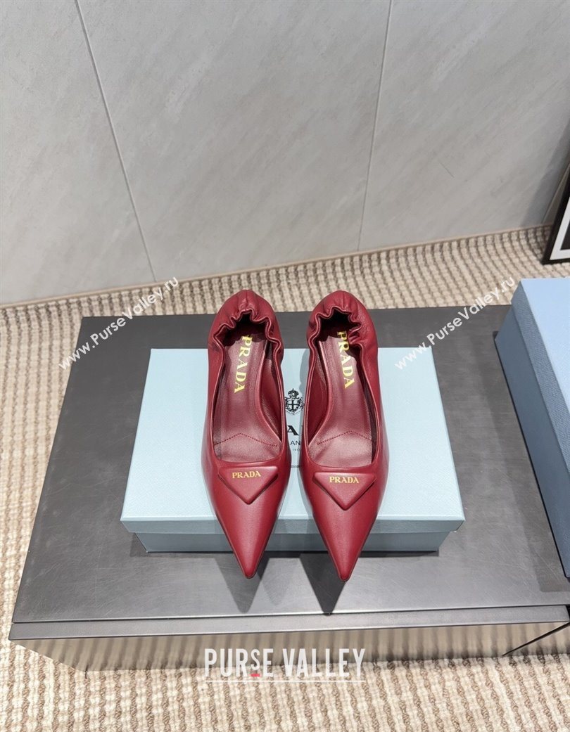 Prada Leather Elastic Heel Pumps 5.5cm Red 2025 PR120502 (MD-251205027)
