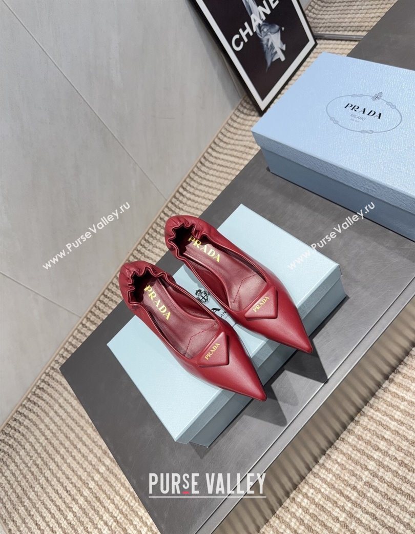 Prada Leather Elastic Heel Pumps 5.5cm Red 2025 PR120502 (MD-251205027)