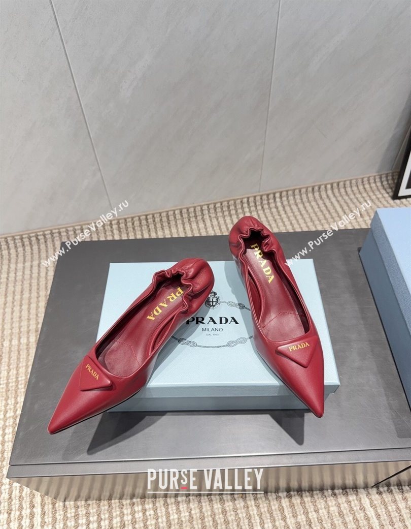 Prada Leather Elastic Heel Pumps 5.5cm Red 2025 PR120502 (MD-251205027)