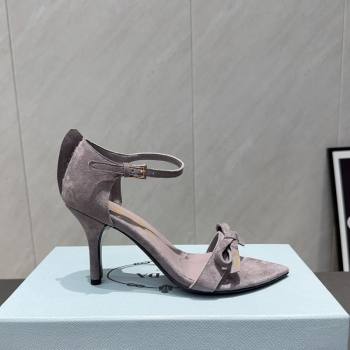 Prada Suede Bow Heel Sandals 8.5cm Grey 2025 1X196O (MD-251205003)