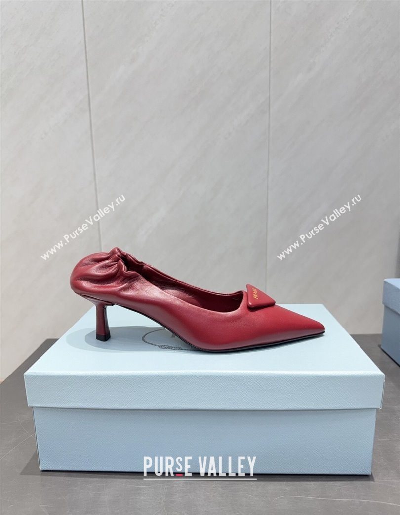 Prada Leather Elastic Heel Pumps 5.5cm Red 2025 PR120502 (MD-251205027)