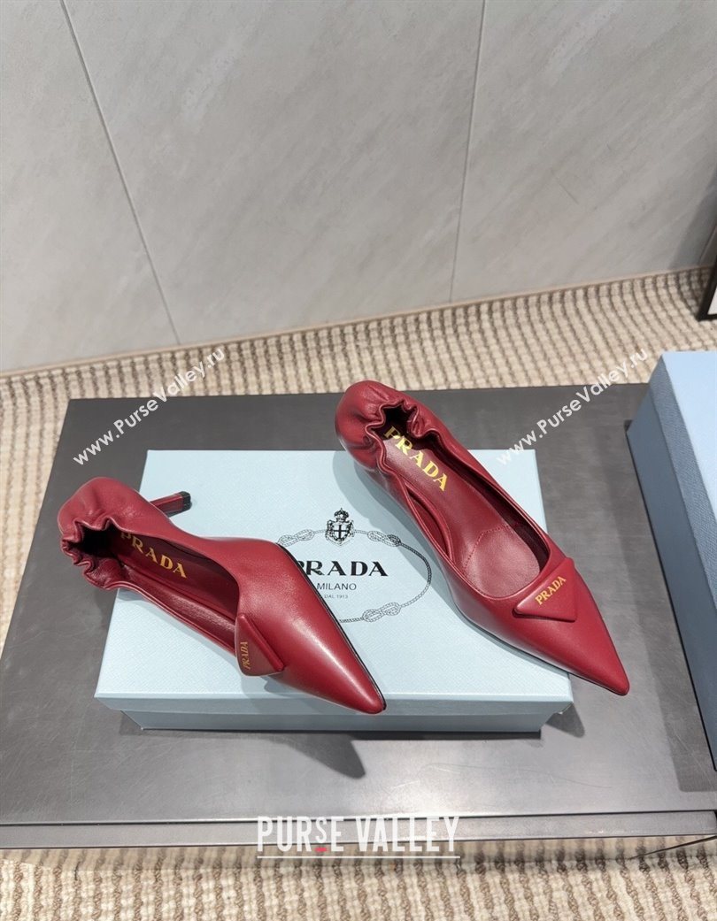 Prada Leather Elastic Heel Pumps 5.5cm Red 2025 PR120502 (MD-251205027)