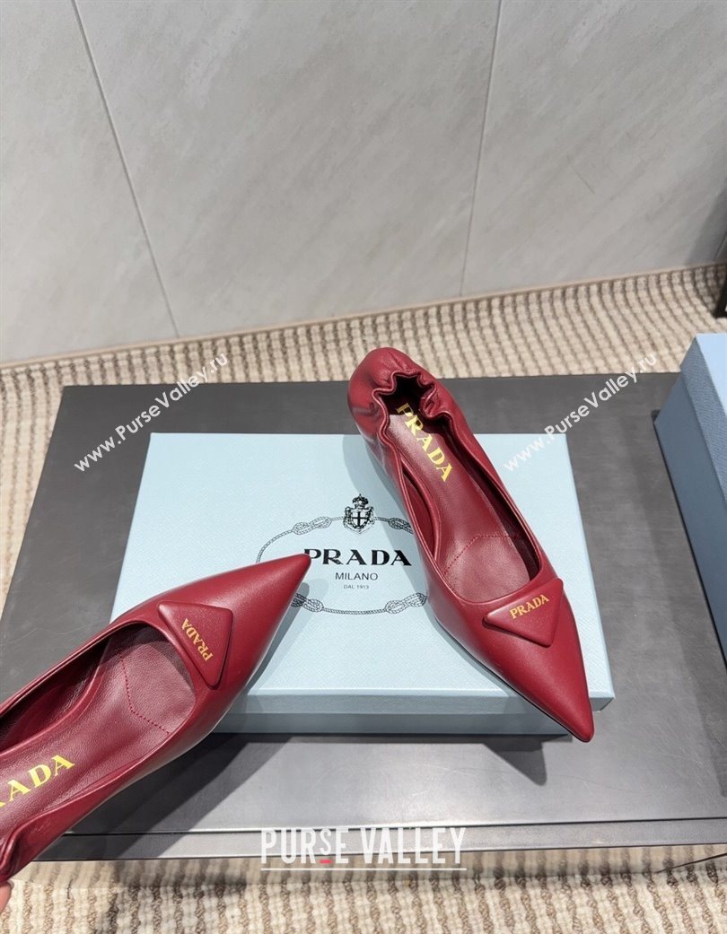 Prada Leather Elastic Heel Pumps 5.5cm Red 2025 PR120502 (MD-251205027)