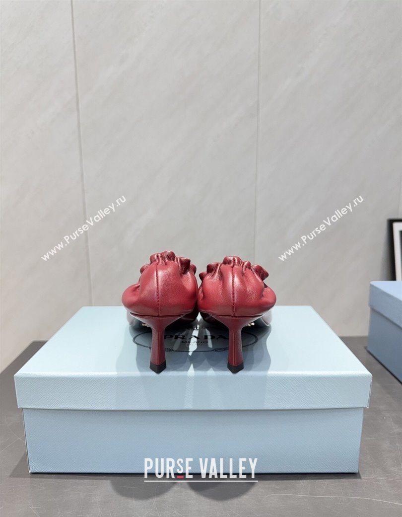 Prada Leather Elastic Heel Pumps 5.5cm Red 2025 PR120502 (MD-251205027)