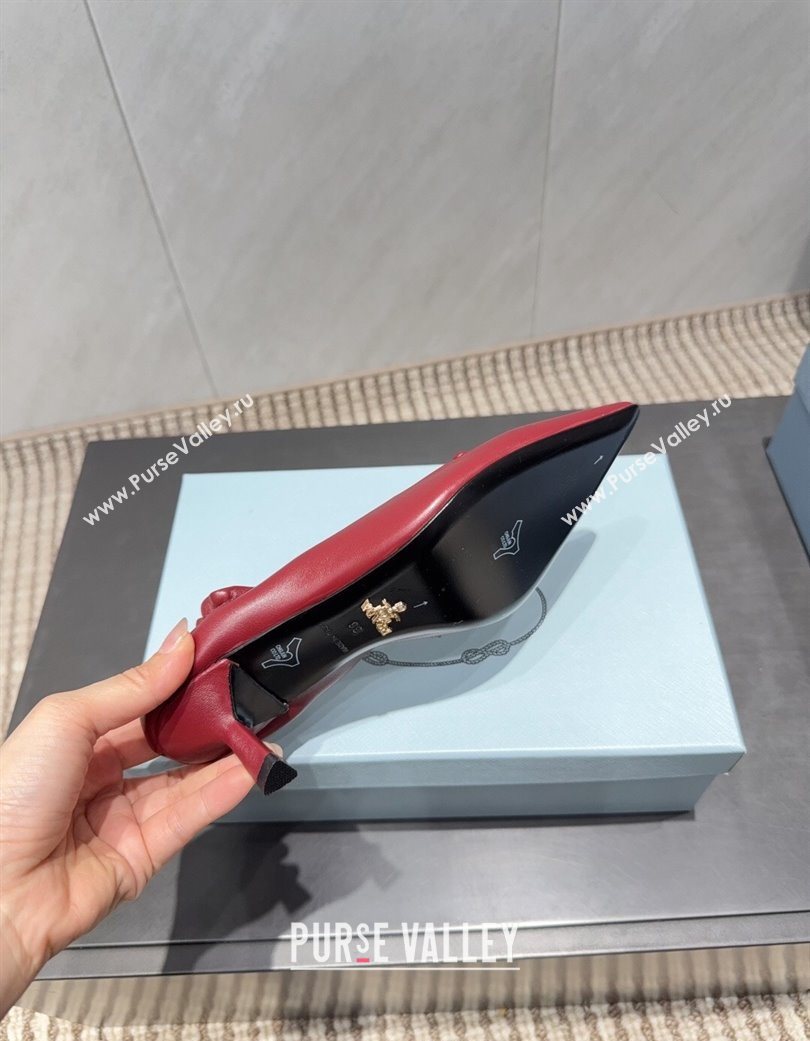 Prada Leather Elastic Heel Pumps 5.5cm Red 2025 PR120502 (MD-251205027)