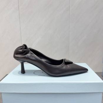 Prada Leather Elastic Heel Pumps 5.5cm Black 2025 PR120502 (MD-251205028)