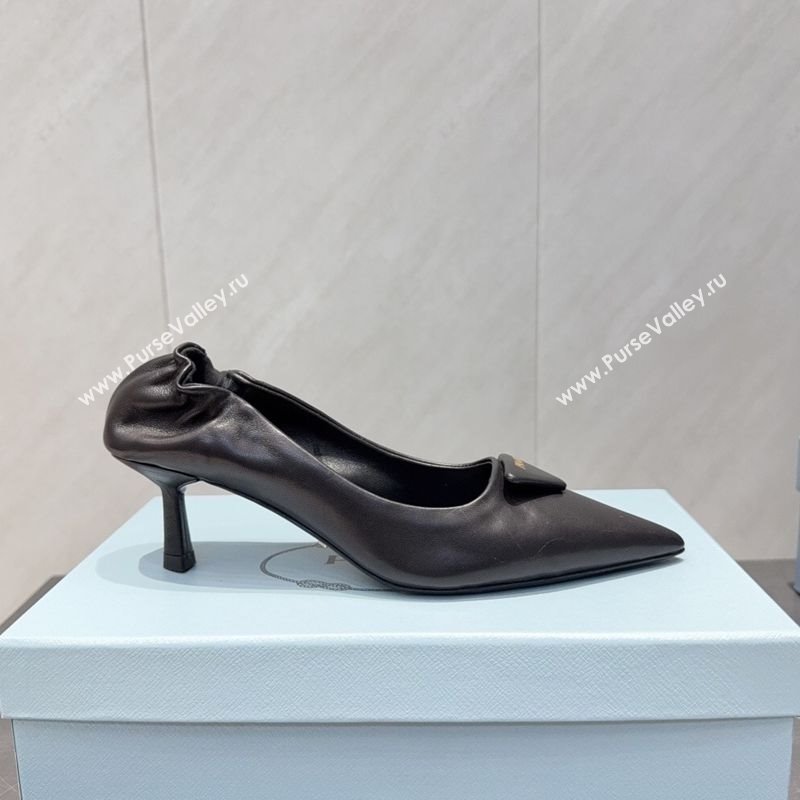 Prada Leather Elastic Heel Pumps 5.5cm Black 2025 PR120502 (MD-251205028)