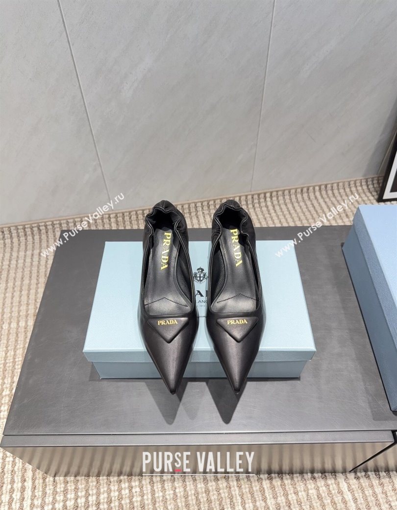 Prada Leather Elastic Heel Pumps 5.5cm Black 2025 PR120502 (MD-251205028)