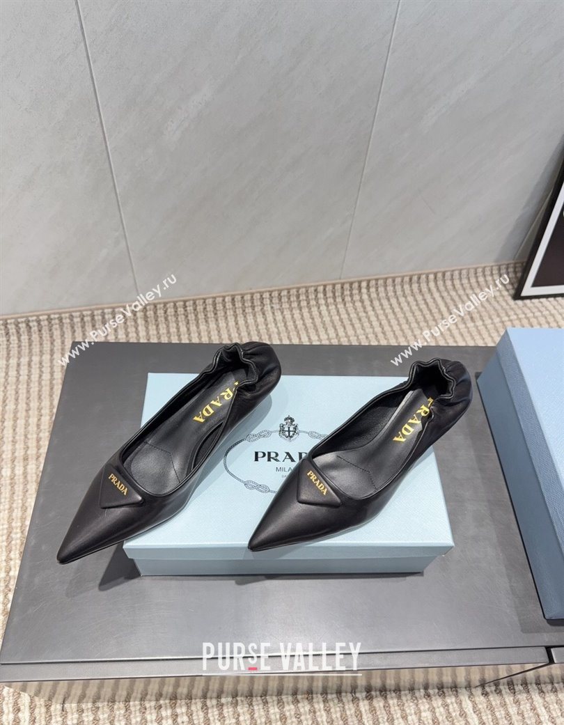 Prada Leather Elastic Heel Pumps 5.5cm Black 2025 PR120502 (MD-251205028)