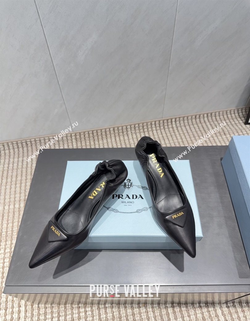 Prada Leather Elastic Heel Pumps 5.5cm Black 2025 PR120502 (MD-251205028)