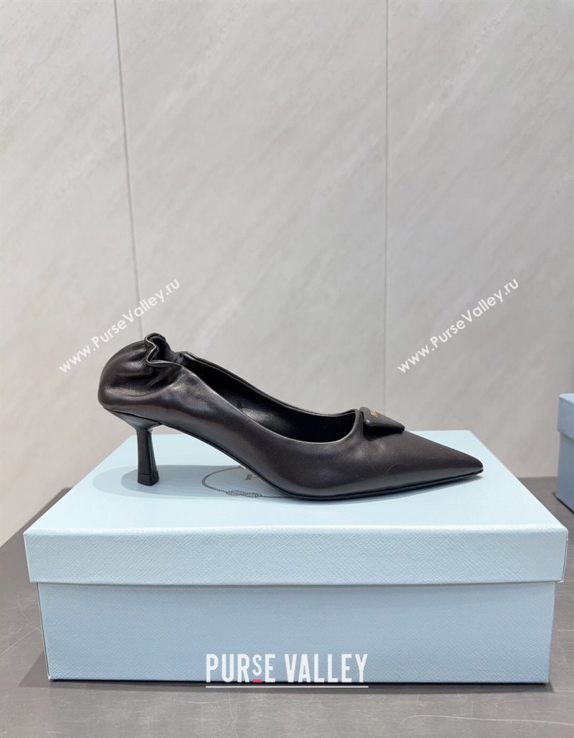 Prada Leather Elastic Heel Pumps 5.5cm Black 2025 PR120502 (MD-251205028)
