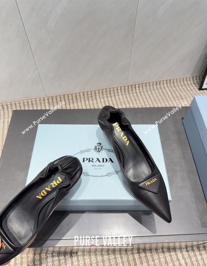 Prada Leather Elastic Heel Pumps 5.5cm Black 2025 PR120502 (MD-251205028)