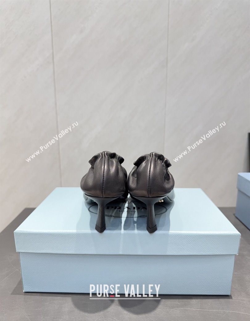 Prada Leather Elastic Heel Pumps 5.5cm Black 2025 PR120502 (MD-251205028)