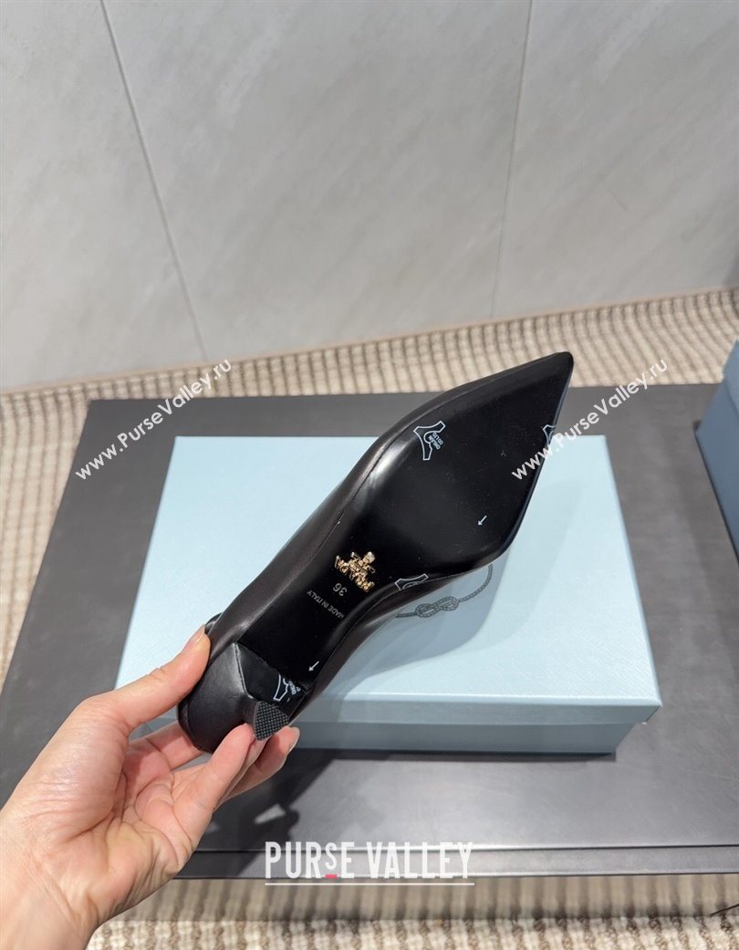 Prada Leather Elastic Heel Pumps 5.5cm Black 2025 PR120502 (MD-251205028)