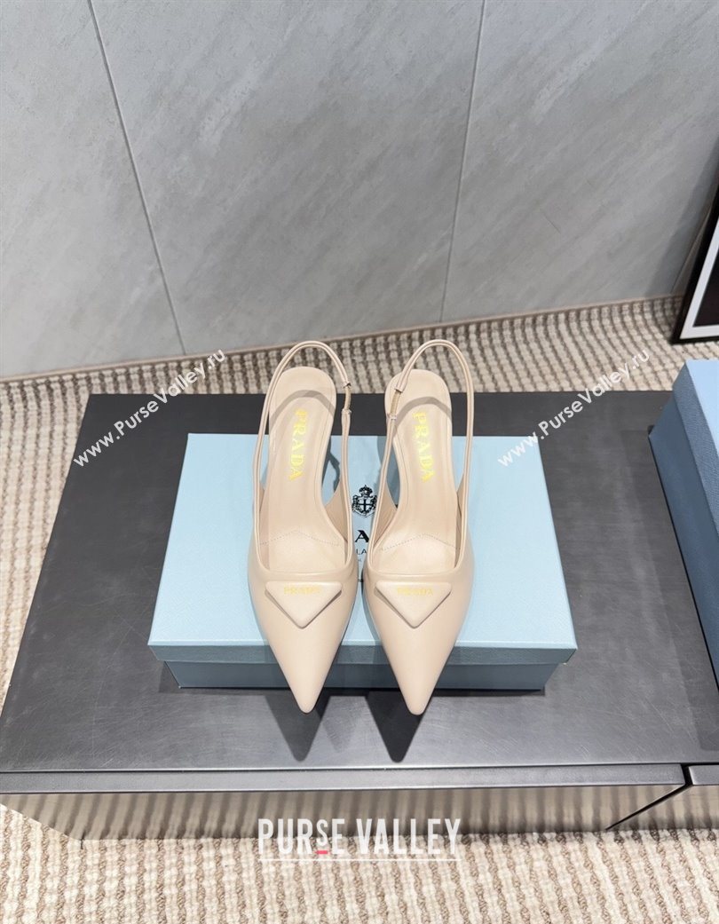 Prada Leather Slingbacks Pump 5.5cm Nude 2025 1I901M 1205 (MD-251205044)