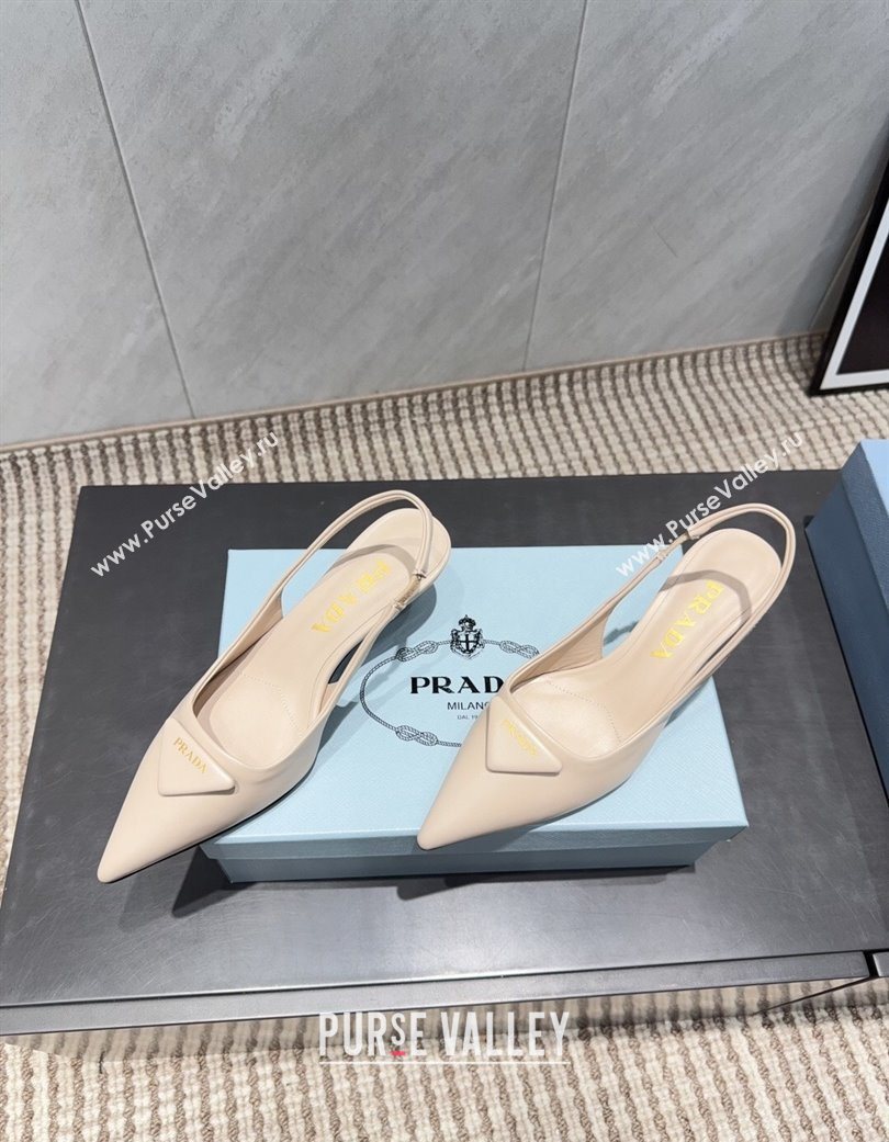 Prada Leather Slingbacks Pump 5.5cm Nude 2025 1I901M 1205 (MD-251205044)