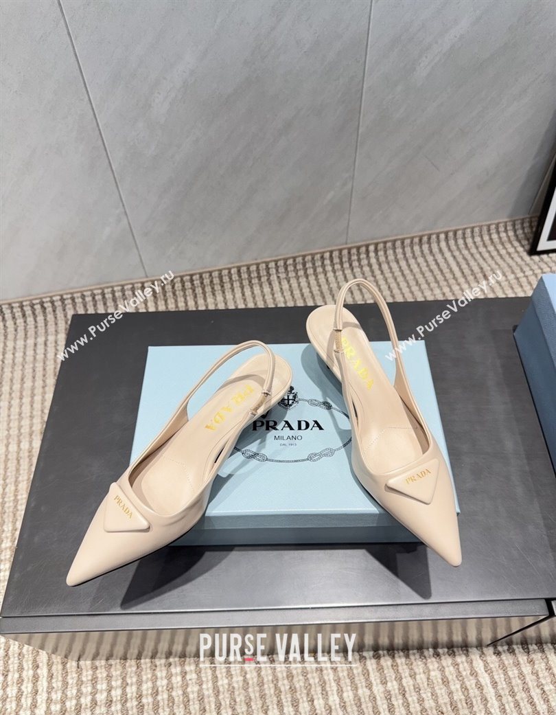 Prada Leather Slingbacks Pump 5.5cm Nude 2025 1I901M 1205 (MD-251205044)