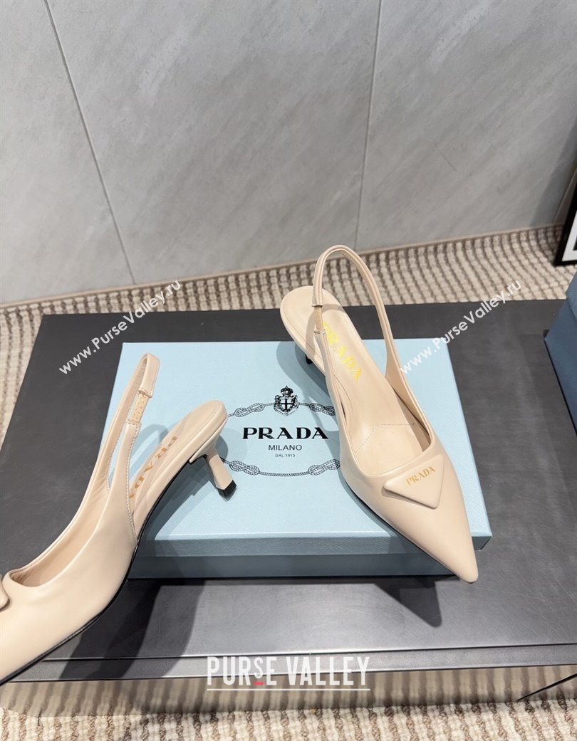 Prada Leather Slingbacks Pump 5.5cm Nude 2025 1I901M 1205 (MD-251205044)