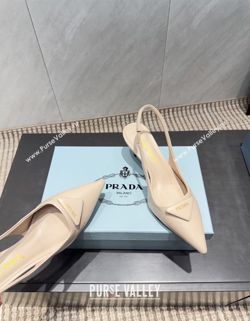 Prada Leather Slingbacks Pump 5.5cm Nude 2025 1I901M 1205 (MD-251205044)
