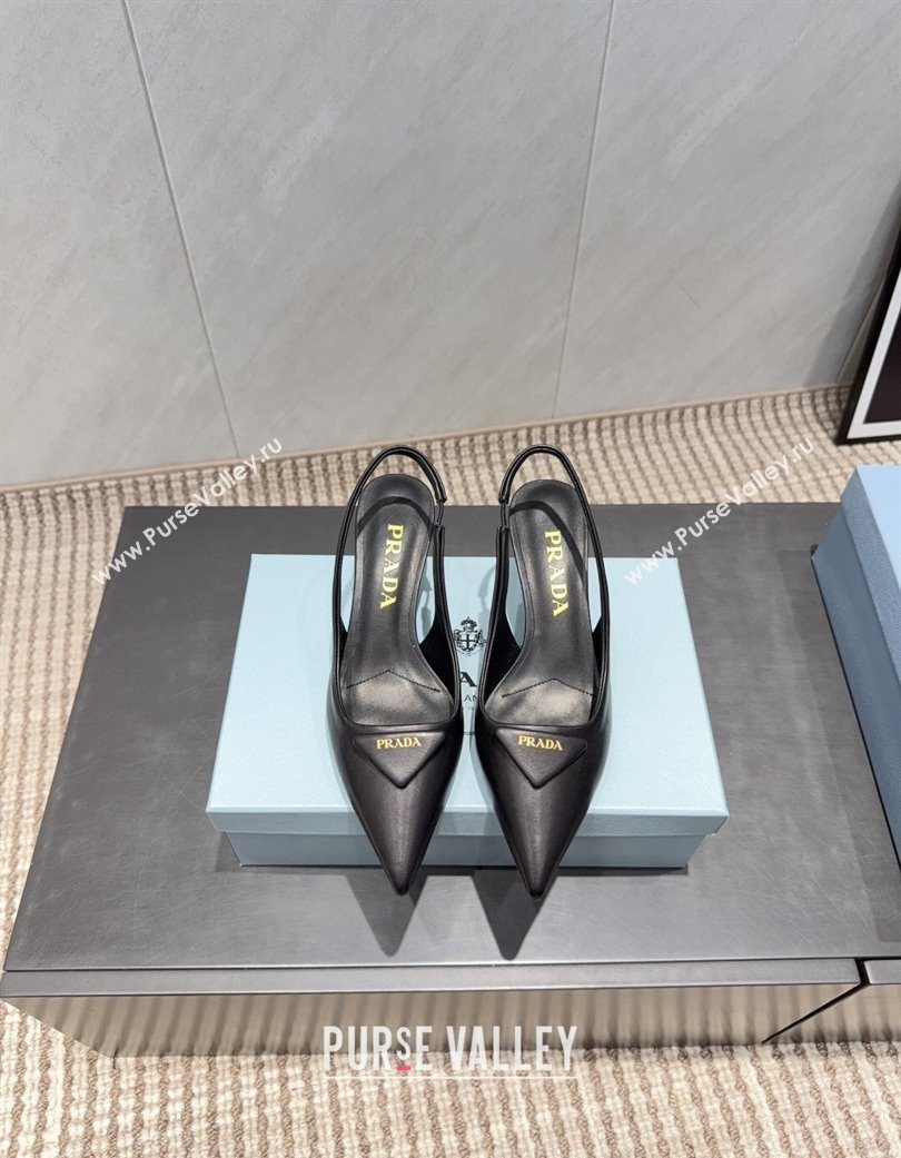 Prada Leather Slingbacks Pump 5.5cm Black 2025 1I901M 1205 (MD-251205047)