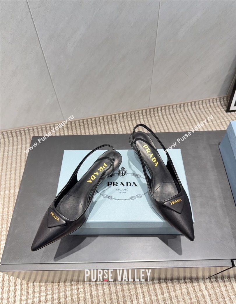 Prada Leather Slingbacks Pump 5.5cm Black 2025 1I901M 1205 (MD-251205047)
