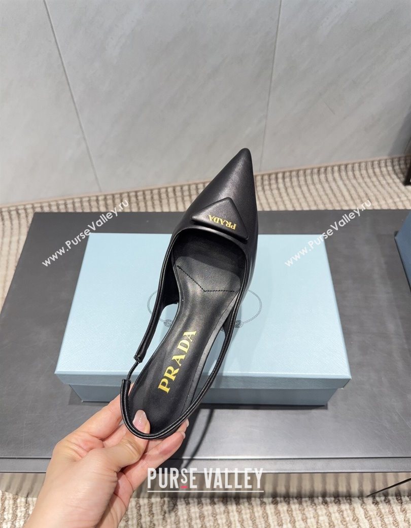Prada Leather Slingbacks Pump 5.5cm Black 2025 1I901M 1205 (MD-251205047)