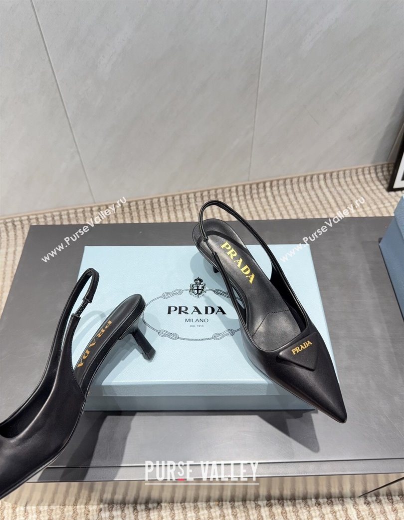 Prada Leather Slingbacks Pump 5.5cm Black 2025 1I901M 1205 (MD-251205047)