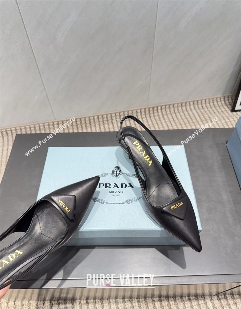 Prada Leather Slingbacks Pump 5.5cm Black 2025 1I901M 1205 (MD-251205047)