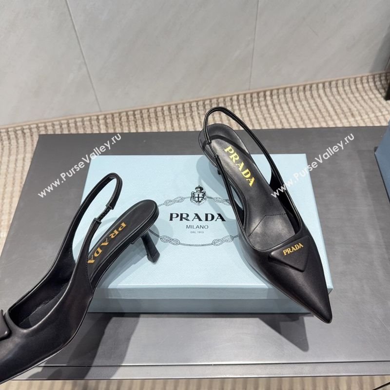 Prada Leather Slingbacks Pump 5.5cm Black 2025 1I901M 1205 (MD-251205047)