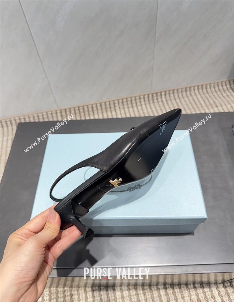 Prada Leather Slingbacks Pump 5.5cm Black 2025 1I901M 1205 (MD-251205047)