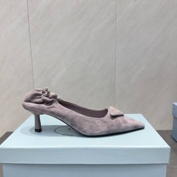 Prada Suede Elastic Heel Pumps 5.5cm Grey 2025 PR120502 (MD-251205029)