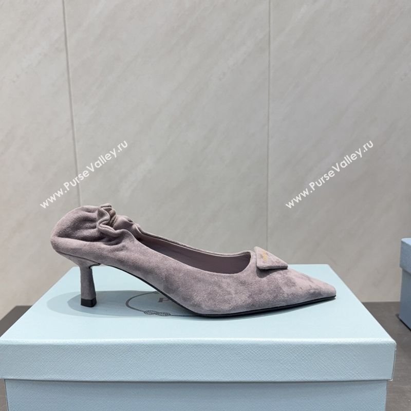Prada Suede Elastic Heel Pumps 5.5cm Grey 2025 PR120502 (MD-251205029)