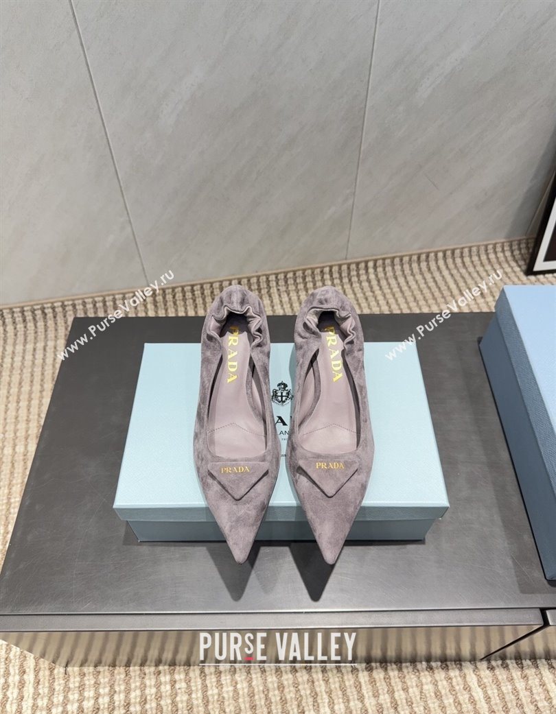 Prada Suede Elastic Heel Pumps 5.5cm Grey 2025 PR120502 (MD-251205029)