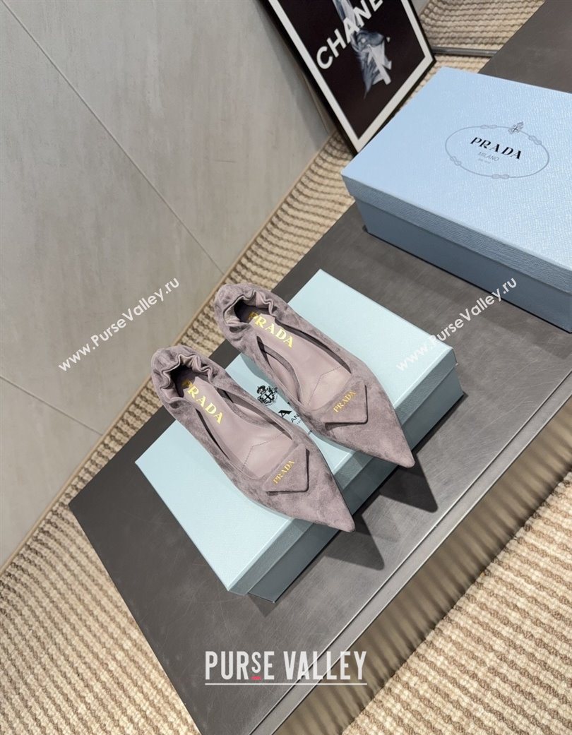 Prada Suede Elastic Heel Pumps 5.5cm Grey 2025 PR120502 (MD-251205029)