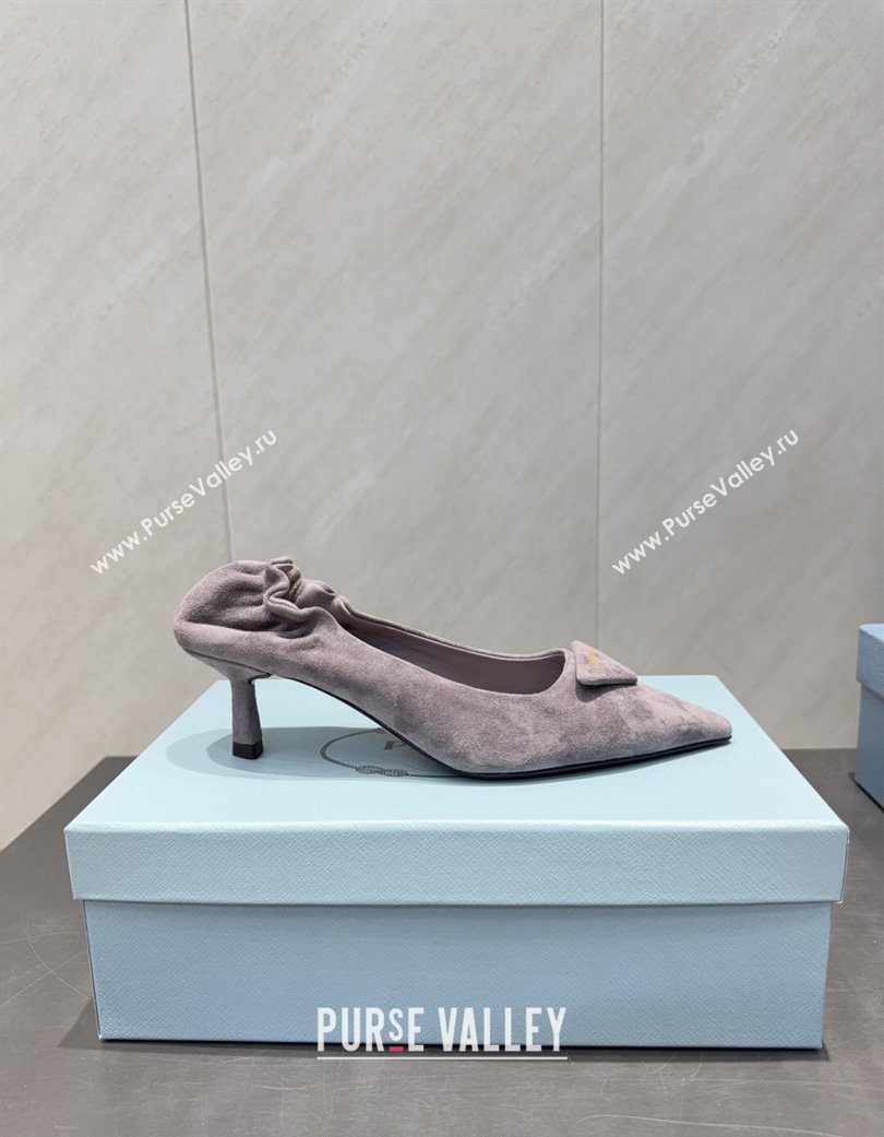 Prada Suede Elastic Heel Pumps 5.5cm Grey 2025 PR120502 (MD-251205029)