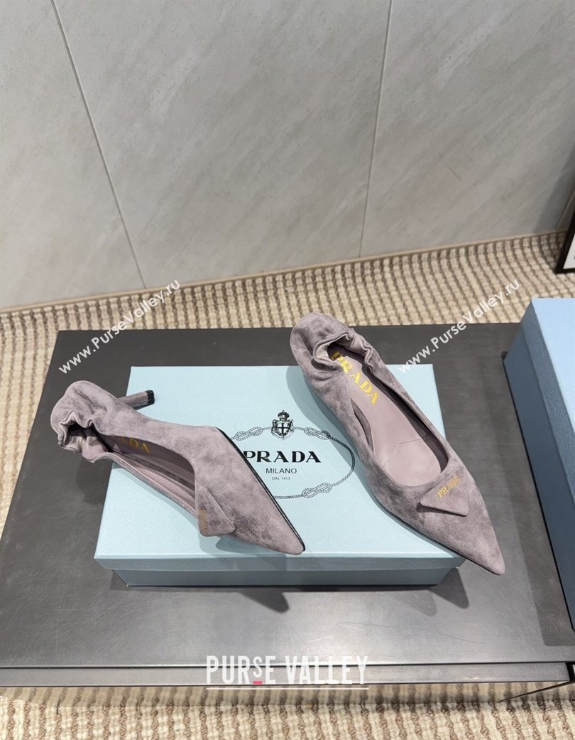 Prada Suede Elastic Heel Pumps 5.5cm Grey 2025 PR120502 (MD-251205029)