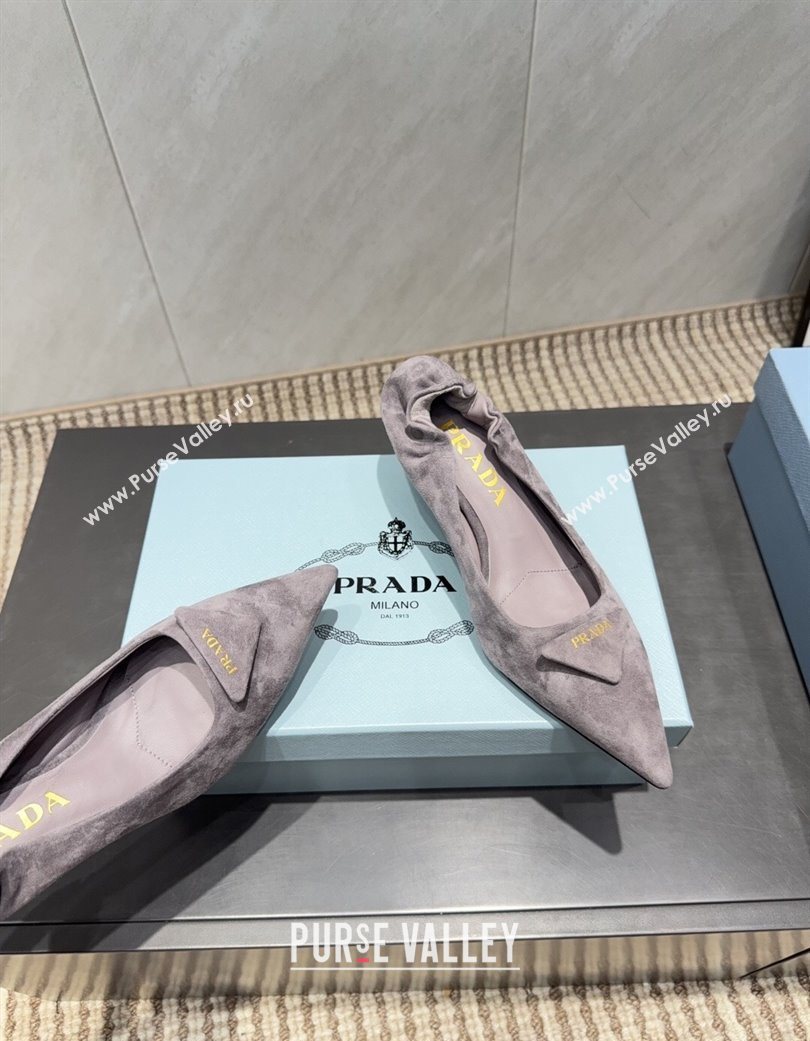 Prada Suede Elastic Heel Pumps 5.5cm Grey 2025 PR120502 (MD-251205029)