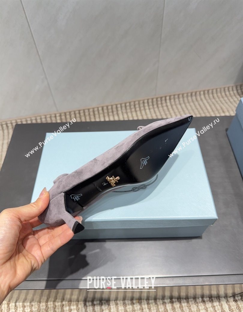 Prada Suede Elastic Heel Pumps 5.5cm Grey 2025 PR120502 (MD-251205029)