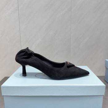 Prada Suede Elastic Heel Pumps 5.5cm Black 2025 PR120502 (MD-251205032)