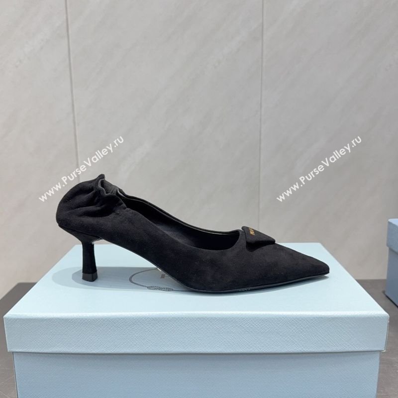 Prada Suede Elastic Heel Pumps 5.5cm Black 2025 PR120502 (MD-251205032)