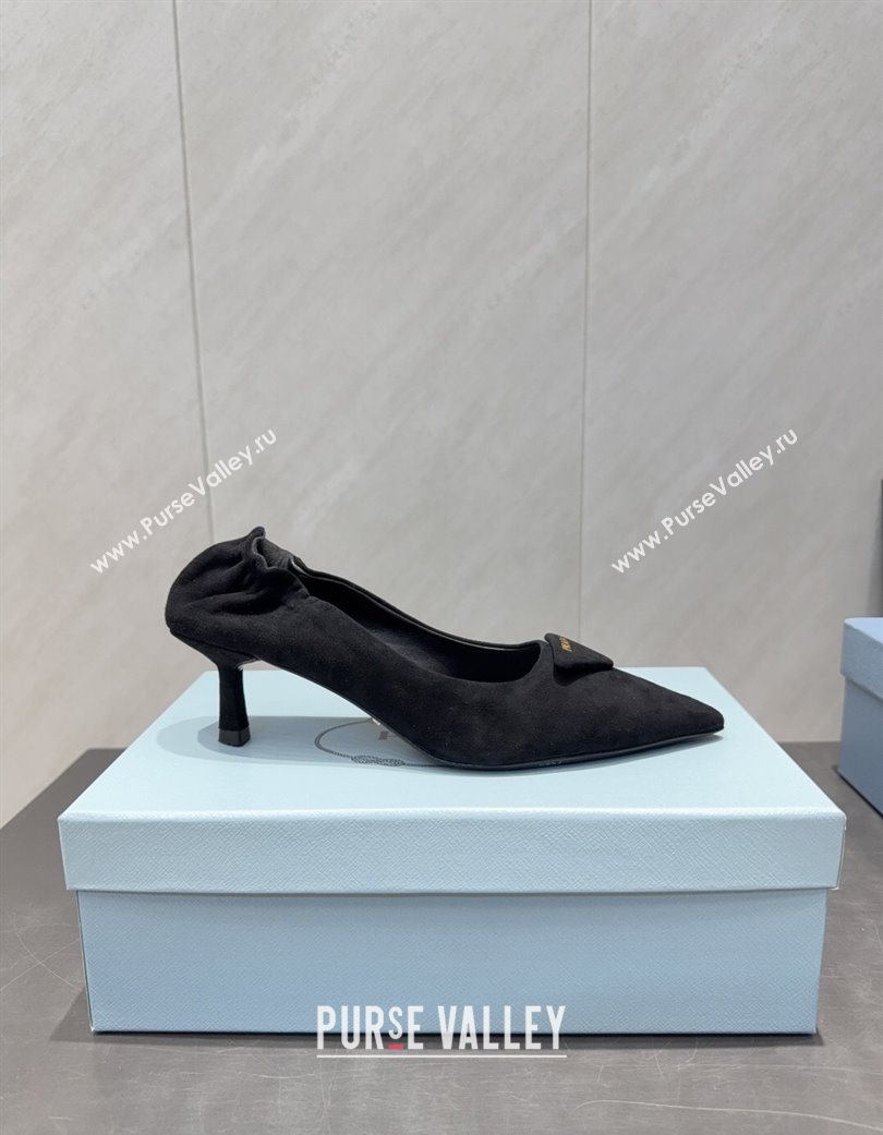 Prada Suede Elastic Heel Pumps 5.5cm Black 2025 PR120502 (MD-251205032)
