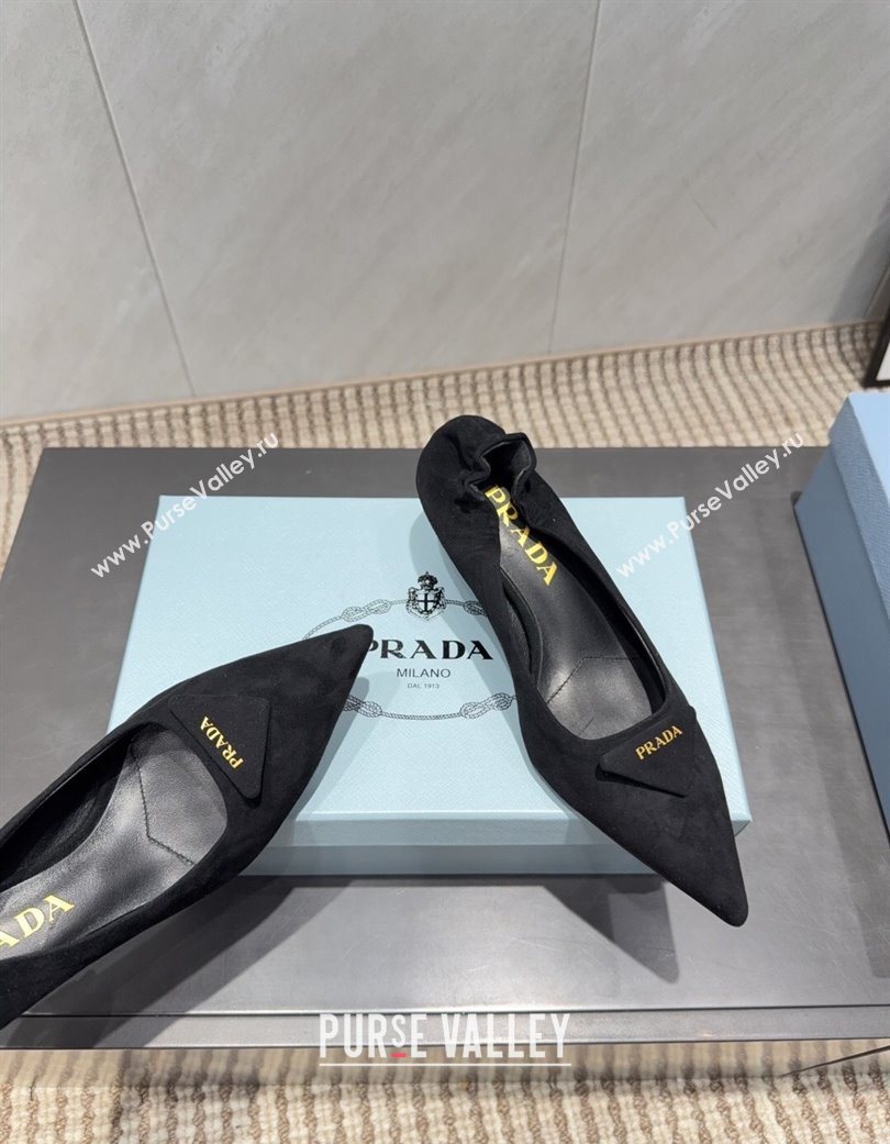 Prada Suede Elastic Heel Pumps 5.5cm Black 2025 PR120502 (MD-251205032)