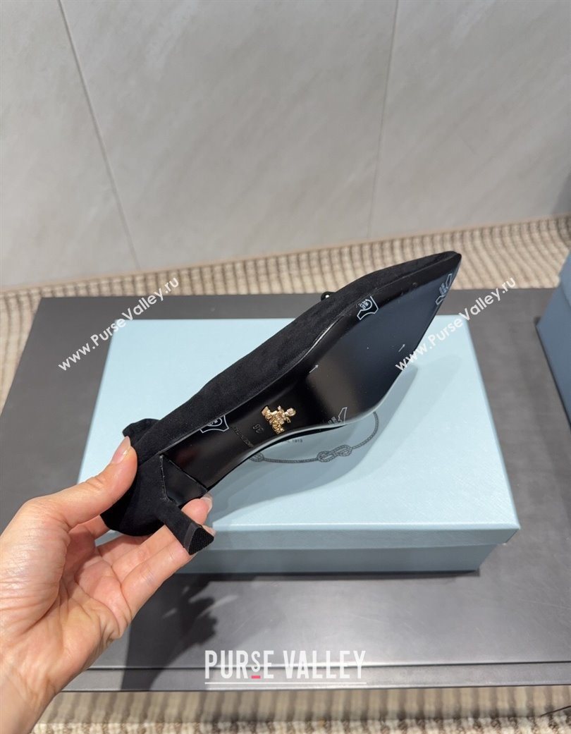 Prada Suede Elastic Heel Pumps 5.5cm Black 2025 PR120502 (MD-251205032)