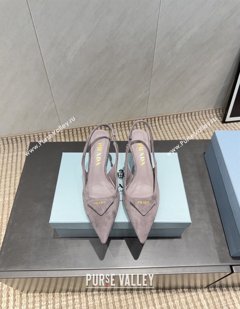 Prada Suede Slingbacks Pump 5.5cm Grey 2025 1I901M 1205 (MD-251205048)