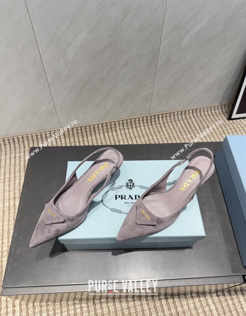 Prada Suede Slingbacks Pump 5.5cm Grey 2025 1I901M 1205 (MD-251205048)