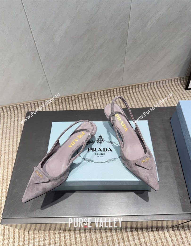 Prada Suede Slingbacks Pump 5.5cm Grey 2025 1I901M 1205 (MD-251205048)