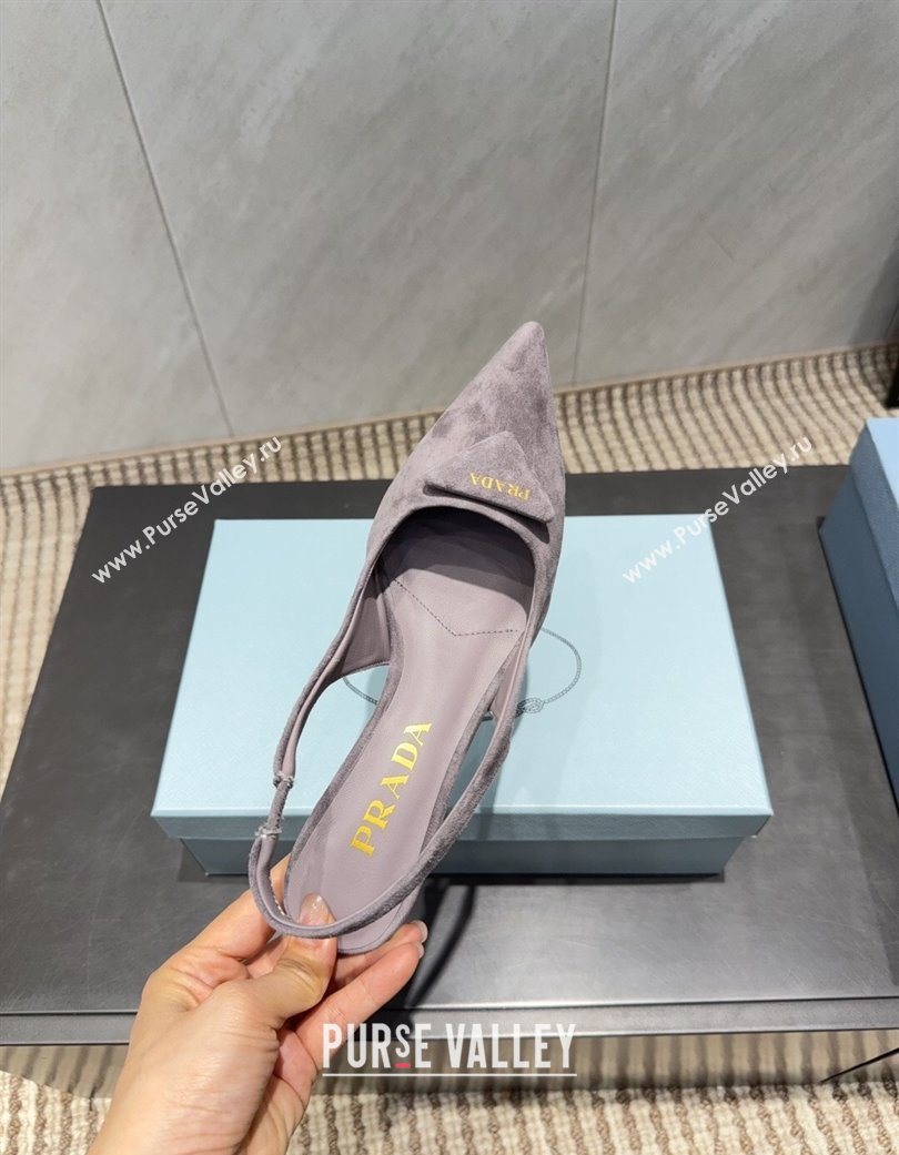 Prada Suede Slingbacks Pump 5.5cm Grey 2025 1I901M 1205 (MD-251205048)