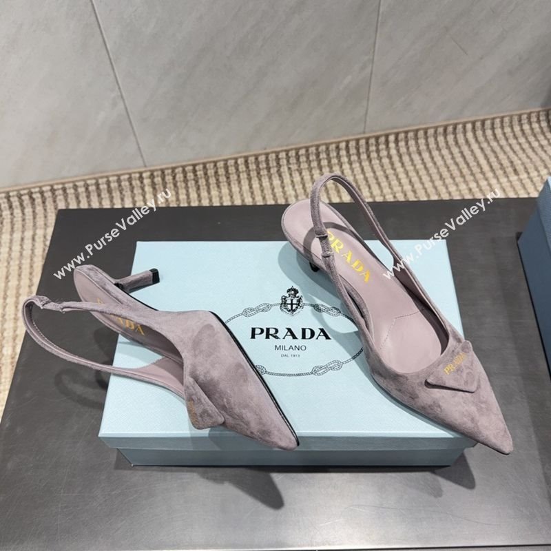 Prada Suede Slingbacks Pump 5.5cm Grey 2025 1I901M 1205 (MD-251205048)